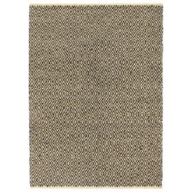 Hand-woven leather and cotton chindi rug 160x230 cm black by vidaXL, Rugs - Ref: Foro24-133987, Price: 61,99 €, Discount: %