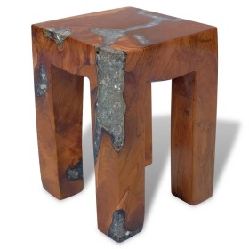 Solid teak and resin wood stool by vidaXL, Folding stools and chairs - Ref: Foro24-243470, Price: 133,45 €, Discount: %