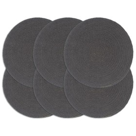 Round placemat 6 pcs plain dark gray cotton 38 cm by vidaXL, Placemats - Ref: Foro24-133847, Price: 28,04 €, Discount: %