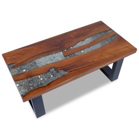 Mesa de centro de resina de teca 100x50 cm de vidaXL, Mesas de centro - Ref: Foro24-243467, Precio: 349,99 €, Descuento: %