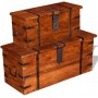 Set de baúles de almacenamiento de madera maciza 2 piezas de vidaXL, Baúles de almacenamiento - Ref: Foro24-244050, Precio: 2...