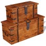 Set de baúles de almacenamiento de madera maciza 2 piezas de vidaXL, Baúles de almacenamiento - Ref: Foro24-244050, Precio: 2...