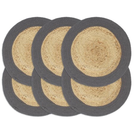 Round placemat 6 pcs jute natural cotton gray 38cm by vidaXL, Placemats - Ref: Foro24-133859, Price: 25,92 €, Discount: %