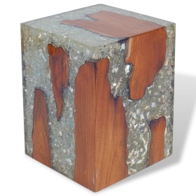 Solid teak and resin wood stool by vidaXL, Folding stools and chairs - Ref: Foro24-243468, Price: 146,83 €, Discount: %