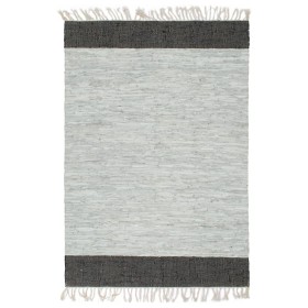 Alfombra chindi tejida a mano cuero 120x170cm gris claro/negro de vidaXL, Alfombras - Ref: Foro24-133966, Precio: 27,99 €, De...