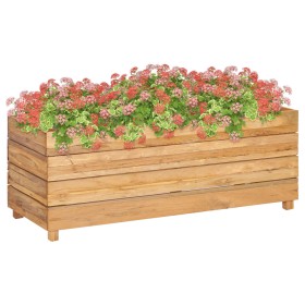 Raised flowerbed in recycled teak wood and steel 100x40x38 cm by vidaXL, Pots and planters - Ref: Foro24-47422, Price: 143,46...