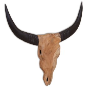 Teak Wall Bull Skull Sculpture 69x6x60 cm by vidaXL, Figures, sculptures and statues - Ref: Foro24-244567, Price: 86,04 €, Di...