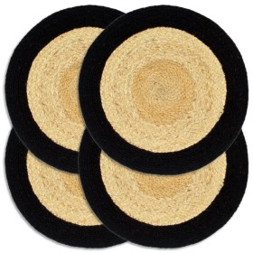 Round individual placemat 4 units made of black natural jute cotton 38cm by vidaXL, Placemats - Ref: Foro24-133856, Price: 20...