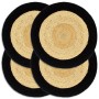 Round individual placemat 4 units made of black natural jute cotton 38cm by vidaXL, Placemats - Ref: Foro24-133856, Price: 20...