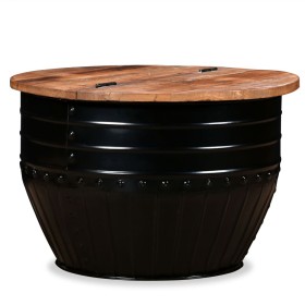 Black barrel-shaped solid recycled wood coffee table by vidaXL, Coffee table - Ref: Foro24-245255, Price: 128,99 €, Discount: %