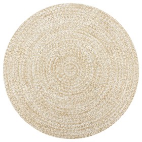 Alfombra de yute tejida a mano blanco y natural 90 cm de vidaXL, Alfombras - Ref: Foro24-133722, Precio: 27,14 €, Descuento: %