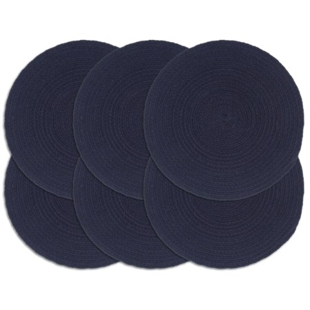 Placemat 6 pcs plain round cotton navy blue 38 cm by vidaXL, Placemats - Ref: Foro24-133851, Price: 31,47 €, Discount: %