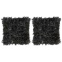 Cushions with fringes 2 units black leather and cotton 45x45 cm by vidaXL, Cushions - Ref: Foro24-133993, Price: 44,84 €, Dis...