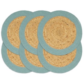 Placemat 6 pcs jute and natural and green cotton 38 cm by vidaXL, Placemats - Ref: Foro24-133865, Price: 27,44 €, Discount: %