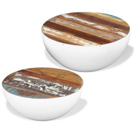 Set of 2 solid recycled wood bowl-shaped coffee tables by vidaXL, Coffee table - Ref: Foro24-243351, Price: 219,99 €, Discoun...