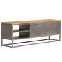 TV stand made of recycled teak wood and steel 120x30x40 cm by vidaXL, TV Furniture - Ref: Foro24-246281, Price: 174,99 €, Dis...