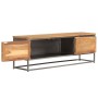 TV stand made of recycled teak wood and steel 120x30x40 cm by vidaXL, TV Furniture - Ref: Foro24-246281, Price: 174,99 €, Dis...