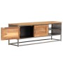 TV stand made of recycled teak wood and steel 120x30x40 cm by vidaXL, TV Furniture - Ref: Foro24-246281, Price: 174,99 €, Dis...