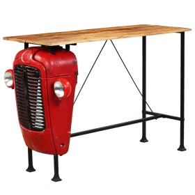 Mesa de bar de tractor madera maciza mango rojo 60x150x107 cm de vidaXL, Mesas de cocina y de comedor - Ref: Foro24-246237, P...