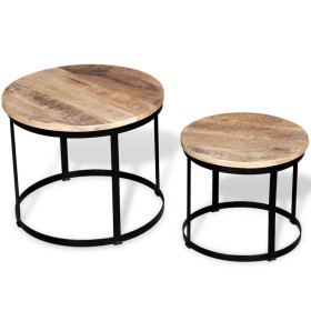 Round coffee table set 2 pcs rough mango wood 40 cm/50 cm by vidaXL, Coffee table - Ref: Foro24-244006, Price: 110,61 €, Disc...