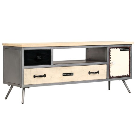 Solid mango wood and steel TV cabinet 120x30x45 cm by vidaXL, TV Furniture - Ref: Foro24-246282, Price: 171,64 €, Discount: %