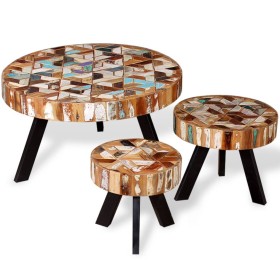 Set of coffee tables 3 units recycled solid wood by vidaXL, Coffee table - Ref: Foro24-244229, Price: 293,20 €, Discount: %