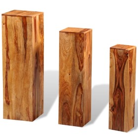 Soportes para plantas 3 unidades madera maciza sheesham marrón de vidaXL, Soportes para macetas - Ref: Foro24-244357, Precio:...