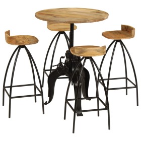 Juego de mesa alta y taburetes 5 piezas madera maciza de mango de vidaXL, muebles para cocinas y comedores - Ref: Foro24-2452...