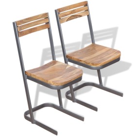 Dining chairs 2 units solid teak wood by vidaXL, dining chairs - Ref: Foro24-243458, Price: 194,99 €, Discount: %