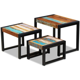 Stackable tables 3 units recycled solid wood by vidaXL, Side tables - Ref: Foro24-243279, Price: 145,90 €, Discount: %