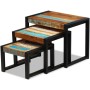 Stackable tables 3 units recycled solid wood by vidaXL, Side tables - Ref: Foro24-243279, Price: 140,60 €, Discount: %