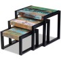 Stackable tables 3 units recycled solid wood by vidaXL, Side tables - Ref: Foro24-243279, Price: 140,60 €, Discount: %