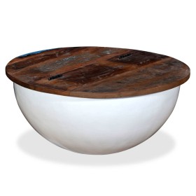 Schüsselförmiger weißer Couchtisch aus recyceltem Massivholz von vidaXL, Couchtisch - Ref: Foro24-245258, Preis: 150,51 €, Ra...