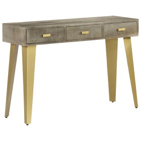 Solid mango wood console table with gray brass 110x35x76 cm by vidaXL, Side tables - Ref: Foro24-246682, Price: 196,89 €, Dis...