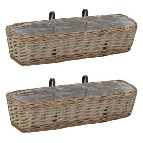 Balcony planter with PE lining 2 units wicker 60 cm by vidaXL, Pots and planters - Ref: Foro24-246829, Price: 35,07 €, Discou...