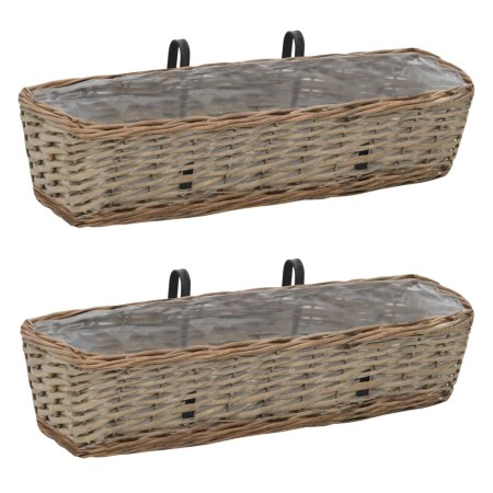 Balcony planter with PE lining 2 units wicker 60 cm by vidaXL, Pots and planters - Ref: Foro24-246829, Price: 37,76 €, Discou...