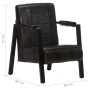 Sillón de cuero de cabra real negro 60x80x87 cm de vidaXL, Sillones - Ref: Foro24-325148, Precio: 151,43 €, Descuento: %