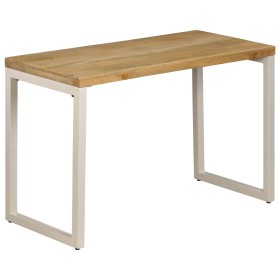 Mesa de comedor de madera maciza de mango y acero 115x55x76 cm de vidaXL, Mesas de cocina y de comedor - Ref: Foro24-247333, ...