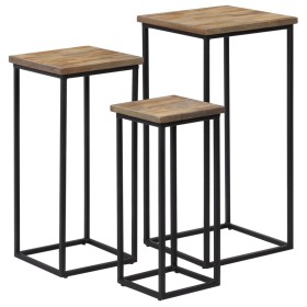 Set of tables for plants 3 units recycled teak by vidaXL, Side tables - Ref: Foro24-246088, Price: 163,99 €, Discount: %