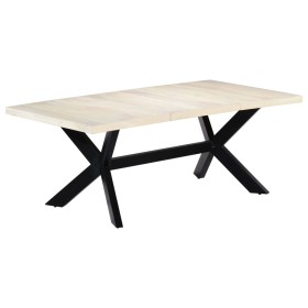 Solid white mango wood dining table 200x100x75 cm by vidaXL, Kitchen and dining tables - Ref: Foro24-247428, Price: 486,20 €,...