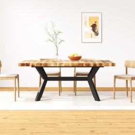 Solid mango wood dining table with steel cross 180 cm by vidaXL, Kitchen and dining tables - Ref: Foro24-244805, Price: 408,9...