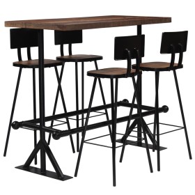 High table and stools set 5 pieces solid recycled wood by vidaXL, Furniture sets for kitchens and dining rooms - Ref: Foro24-...