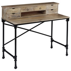 Solid mango wood and steel desk 110x50x96 cm by vidaXL, Desks - Ref: Foro24-244947, Price: 267,03 €, Discount: %