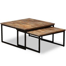 Stapelbare Couchtische 2 Einheiten aus massivem recyceltem Teakholz von vidaXL, Couchtisch - Ref: Foro24-245406, Preis: 136,7...