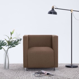 Sillón en forma de cubo de tela marrón de vidaXL, Sillones - Ref: Foro24-282146, Precio: 131,99 €, Descuento: %