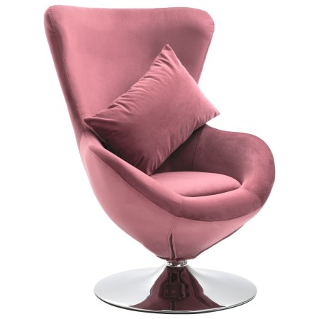 Sillón egg giratorio de terciopelo con cojín rosa de vidaXL, Sillones - Ref: Foro24-326214, Precio: 245,99 €, Descuento: %