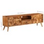 Mueble de TV madera maciza sheesham acabado miel 140x30x40 cm de vidaXL, Muebles TV - Ref: Foro24-246202, Precio: 314,99 €, D...