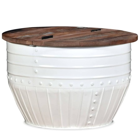 Solid white recycled wood barrel-shaped coffee table by vidaXL, Coffee table - Ref: Foro24-245254, Price: 156,99 €, Discount: %