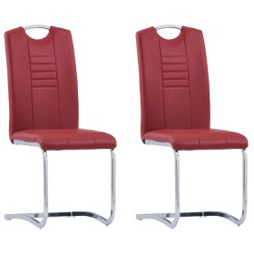 Cantilever dining chairs 2 units red synthetic leather by vidaXL, dining chairs - Ref: Foro24-281781, Price: 158,99 €, Discou...