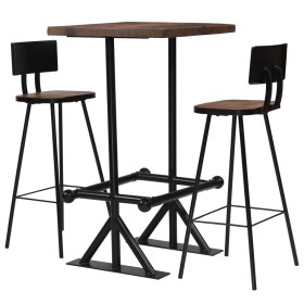 High table and stools set 3 pieces solid recycled wood by vidaXL, Furniture sets for kitchens and dining rooms - Ref: Foro24-...